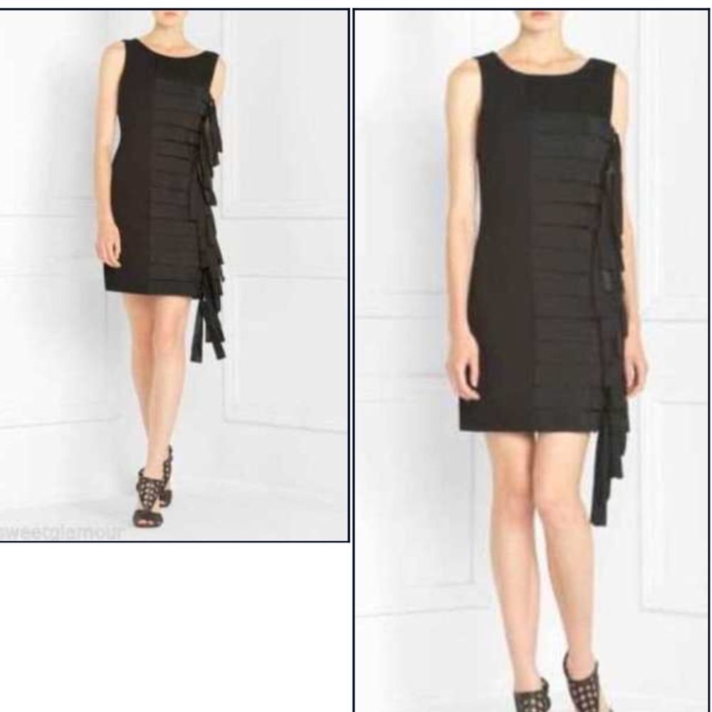 Ponte Strech Knotted Macrame Panel Pleat Dress